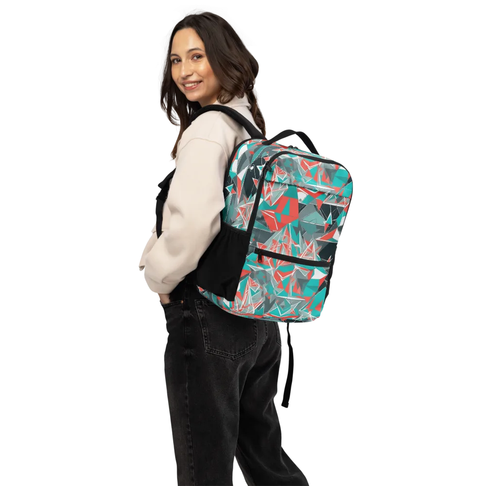 Coral Geometry on Utility Backpack — Back
