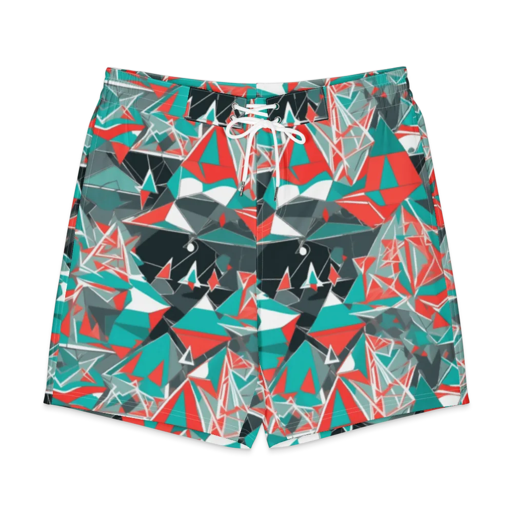 Coral Geometry on Men's Board Shorts — Front