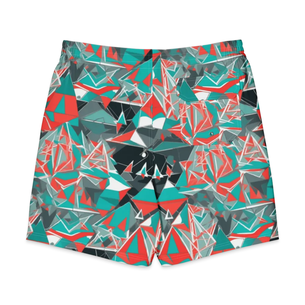Coral Geometry on Men's Board Shorts — Back