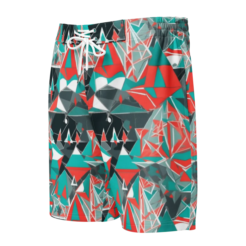 Coral Geometry on Men's Board Shorts — Front
