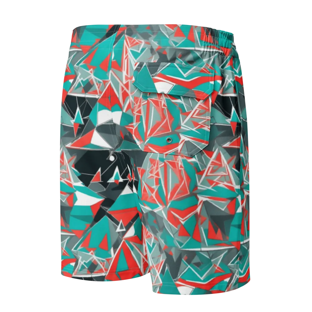 Coral Geometry on Men's Board Shorts — Back