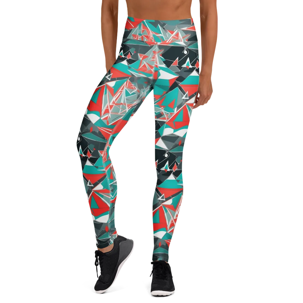 Coral Geometry on Yoga Leggings — Front
