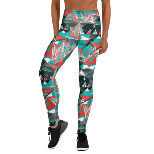Coral Geometry on a Yoga Leggings