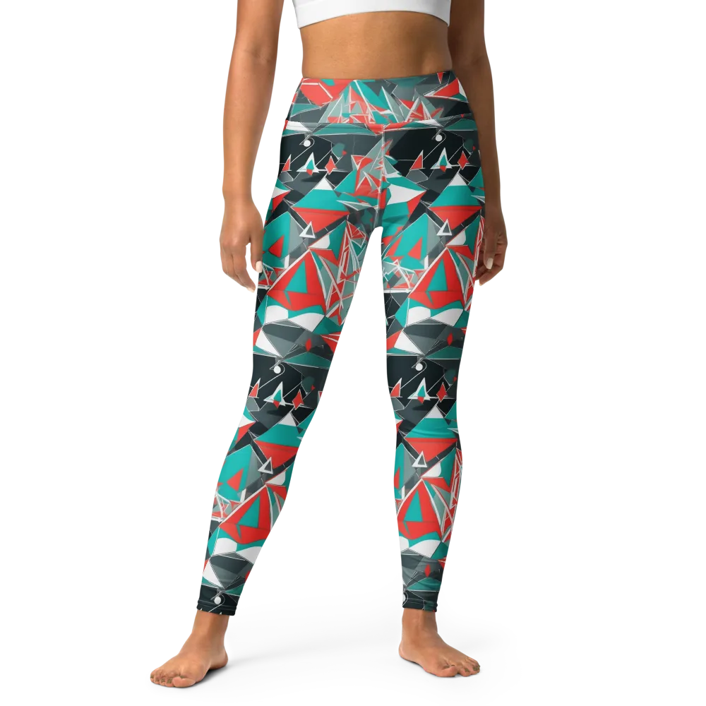Coral Geometry on Yoga Leggings — Front