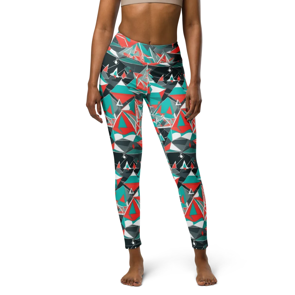 Coral Geometry on Yoga Leggings — Front