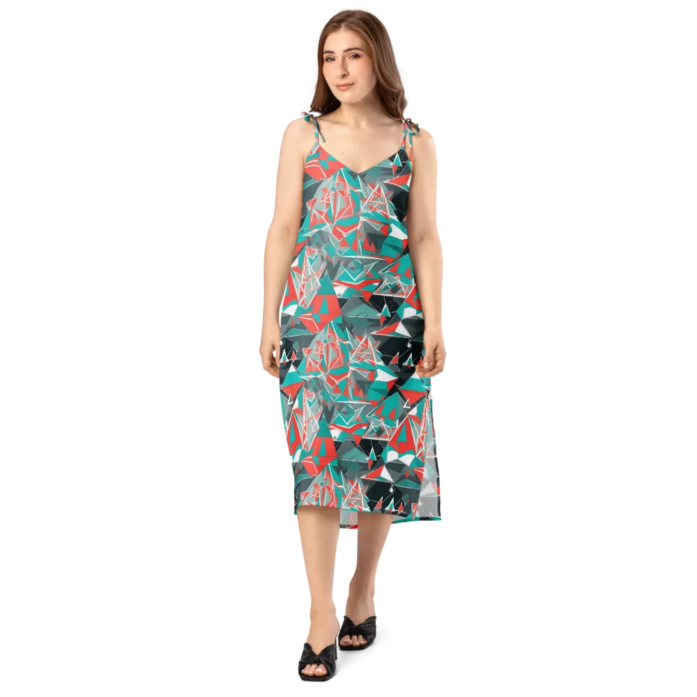 Coral Geometry on Slip Dress — Front
