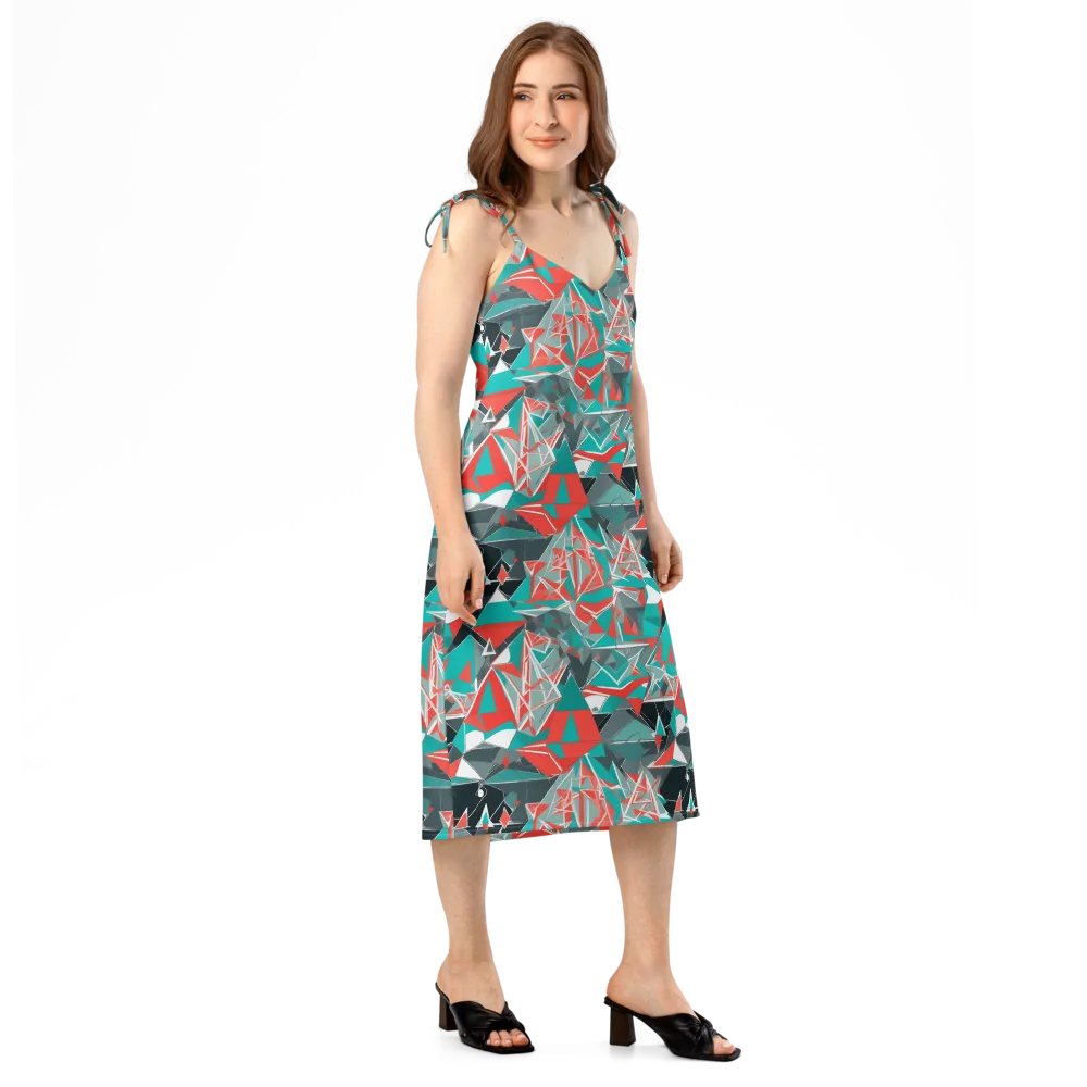 Coral Geometry on Slip Dress — Right Front