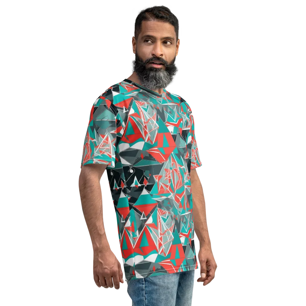 Coral Geometry on Men's Crew Neck T-Shirt — Right