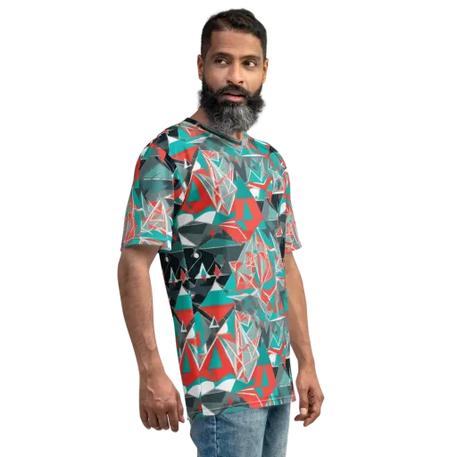 Coral Geometry on a Men's Crew Neck T-Shirt