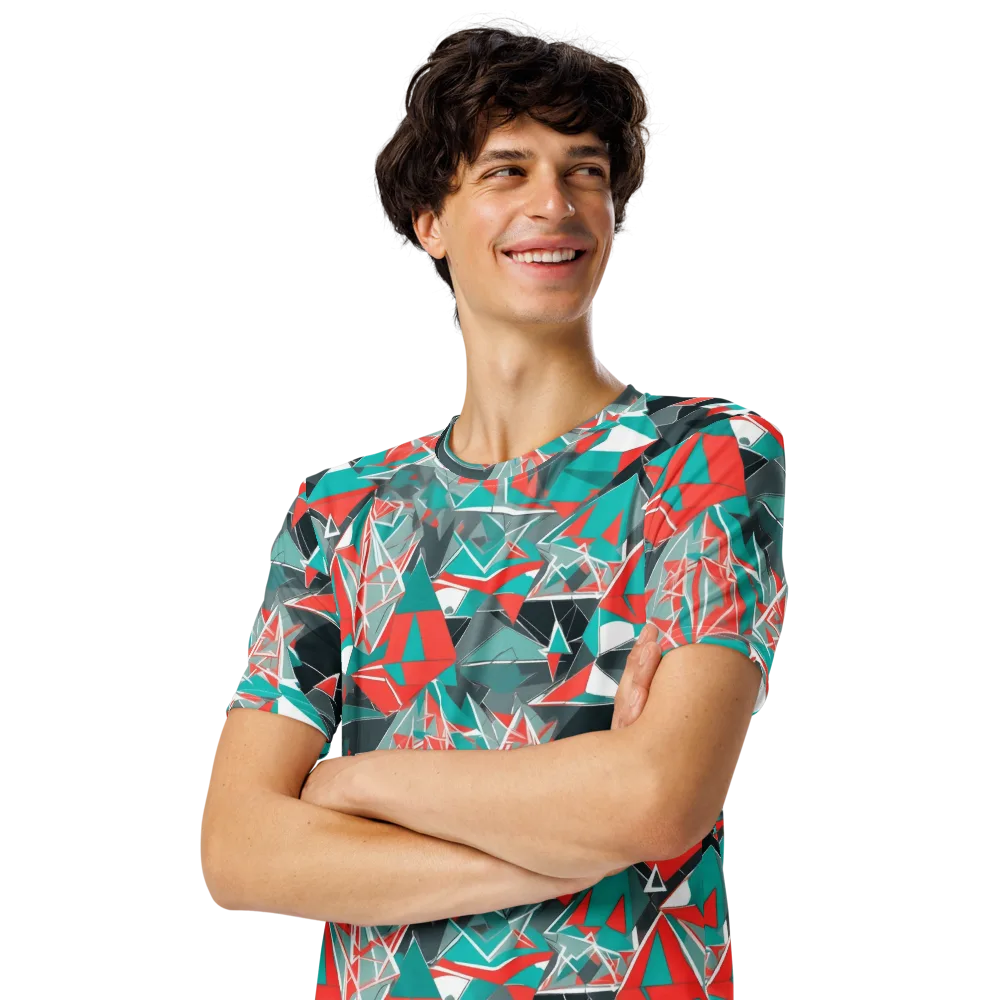 Coral Geometry on Men's Crew Neck T-Shirt — Left Front
