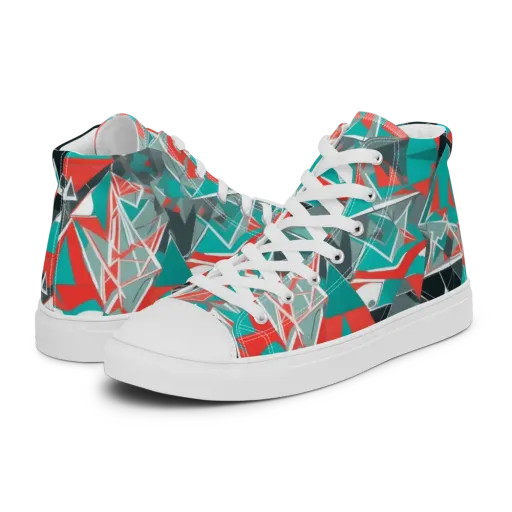 Coral Geometry on a Men's High Top Canvas Shoes
