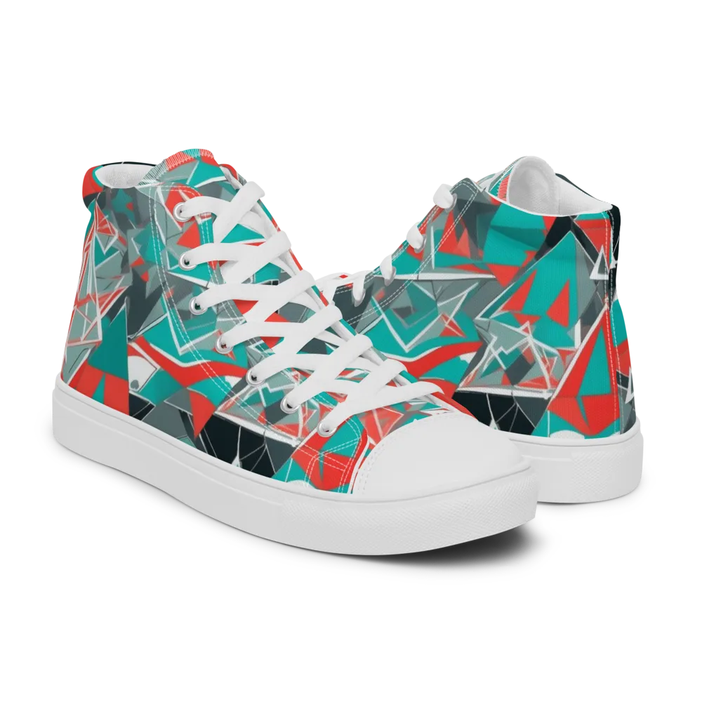 Coral Geometry on Men's High Top Canvas Shoes — Right