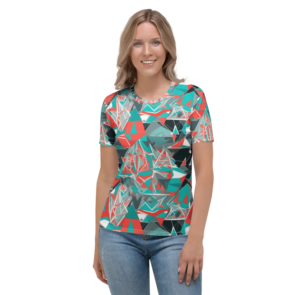 Coral Geometry on Women's Crew Neck T-Shirt — Front
