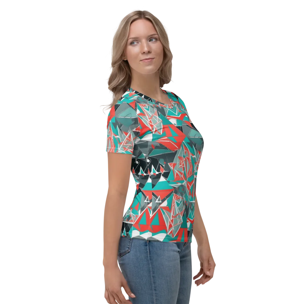Coral Geometry on Women's Crew Neck T-Shirt — Right