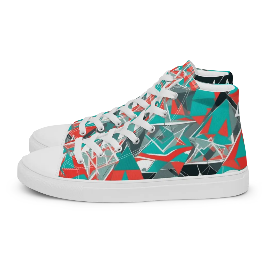 Coral Geometry on Women's High Top Canvas Shoes — Left