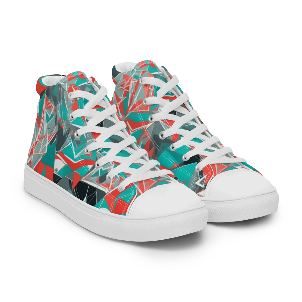 Coral Geometry on Women's High Top Canvas Shoes — Right Front