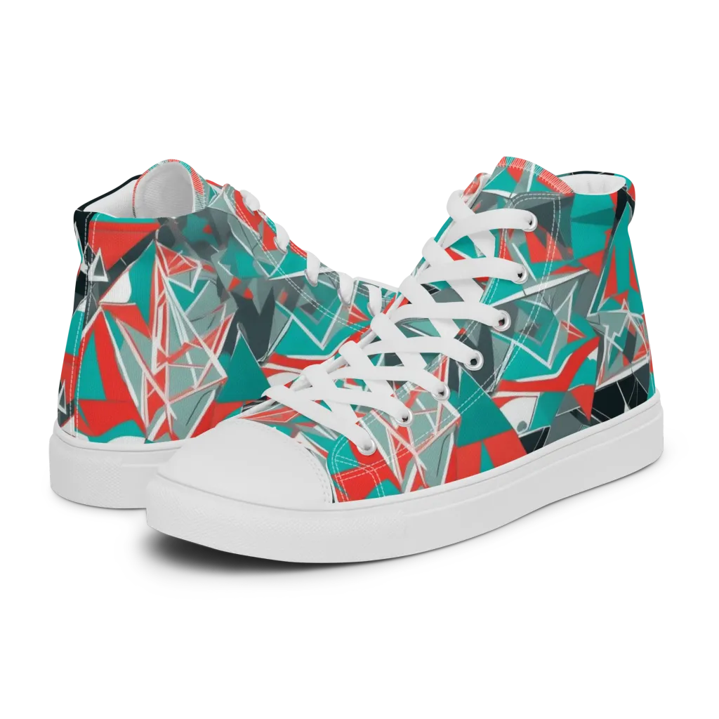 Coral Geometry on Women's High Top Canvas Shoes — Left