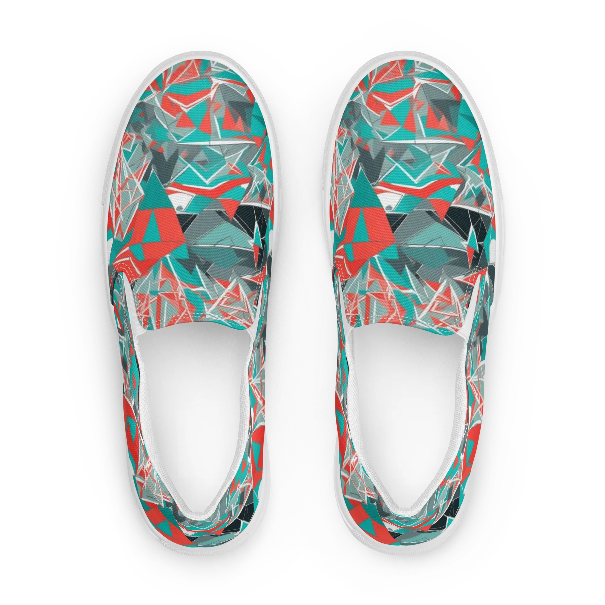 Coral Geometry on Men's Slip-On Canvas Shoes — Front