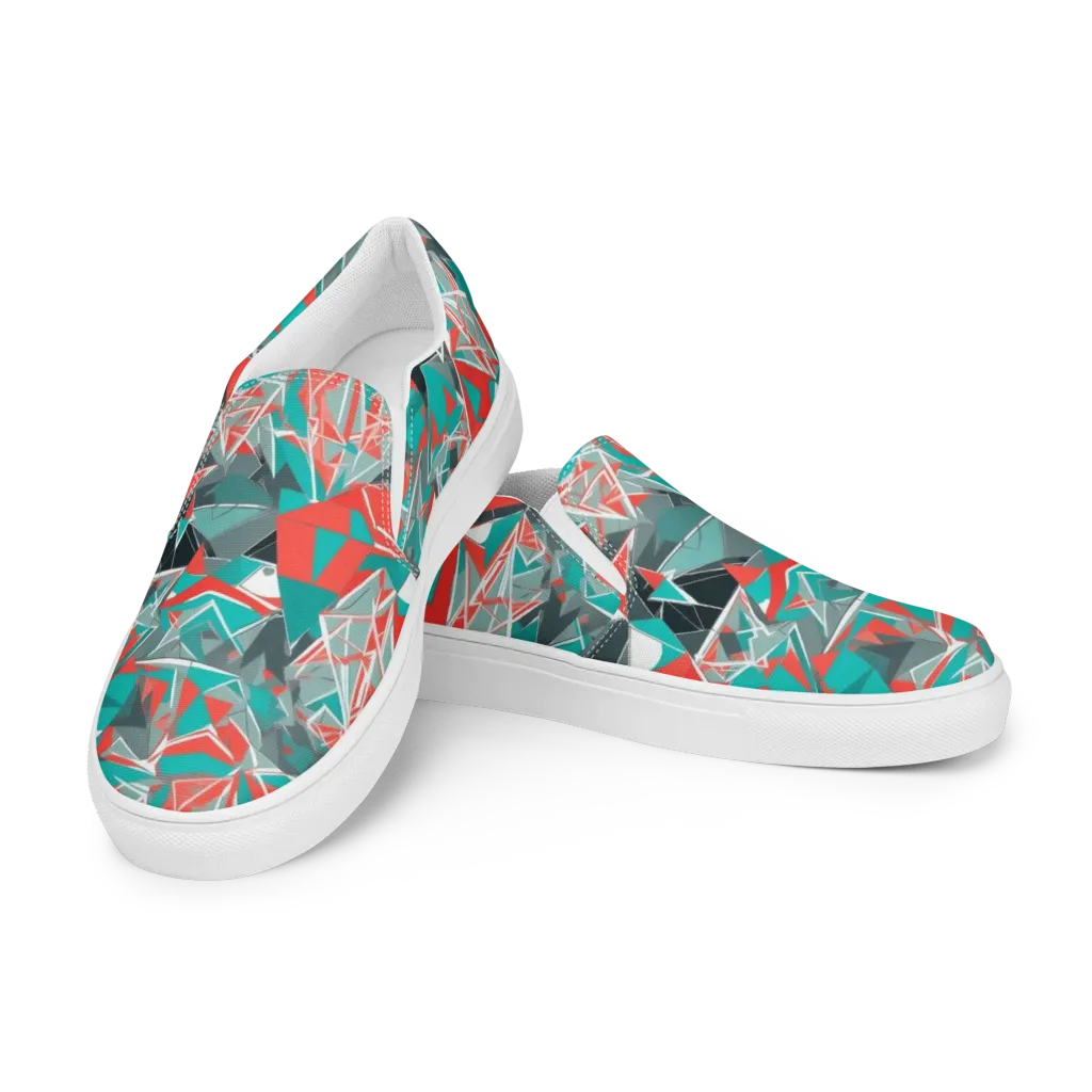 Coral Geometry on Men's Slip-On Canvas Shoes — Left Front