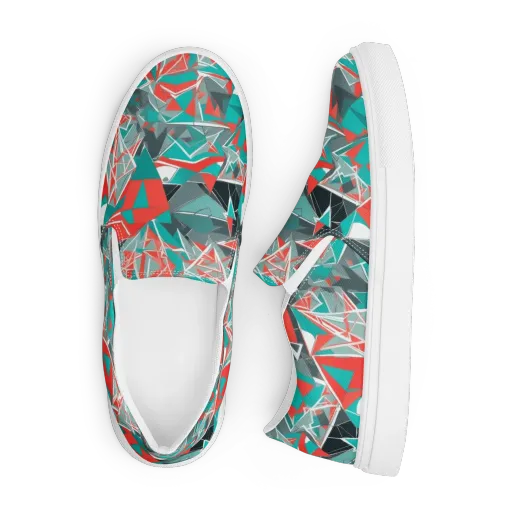 Coral Geometry on a Men's Slip-On Canvas Shoes