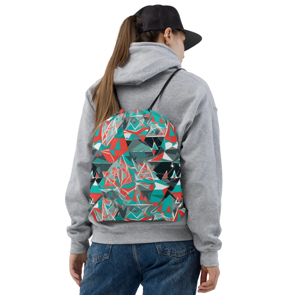 Coral Geometry on Drawstring Bag — Front