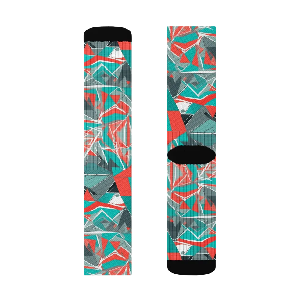 Coral Geometry on Socks — Left Sock