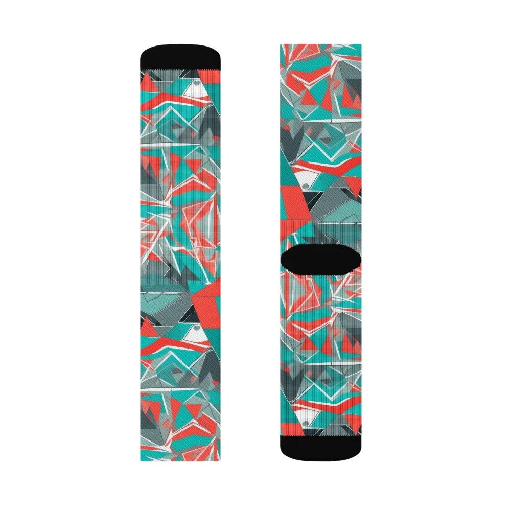 Coral Geometry on Socks — Right Sock