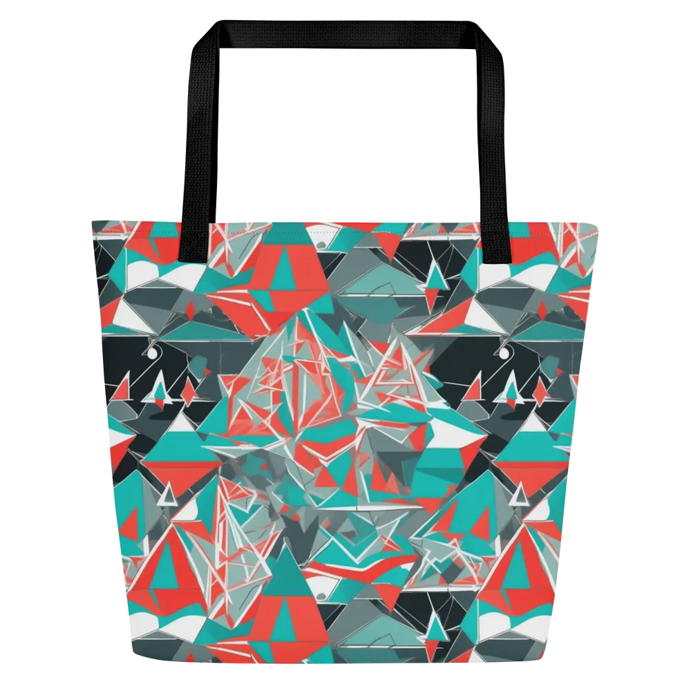 Coral Geometry on Large Tote Bag W/ Pocket — Front