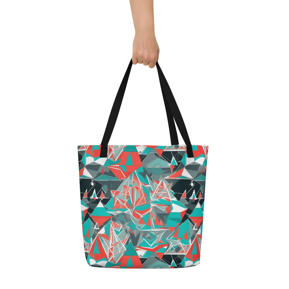 Coral Geometry on Large Tote Bag W/ Pocket — Front