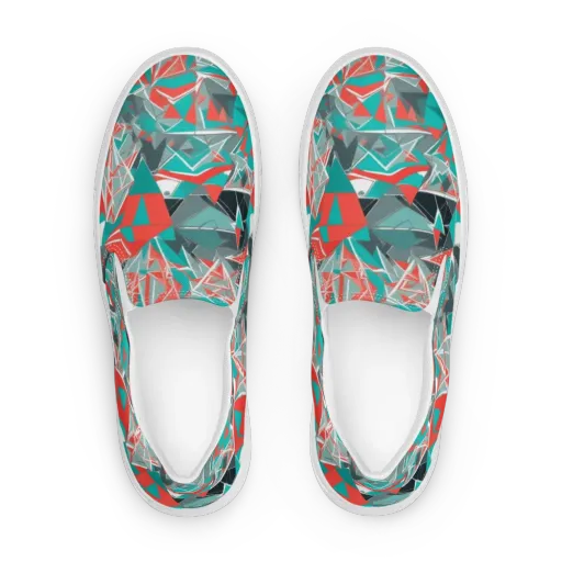 Coral Geometry on a Women's Slip-On Canvas Shoes