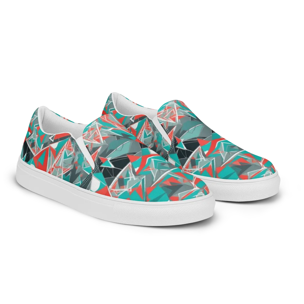 Coral Geometry on Women's Slip-On Canvas Shoes — Right Front