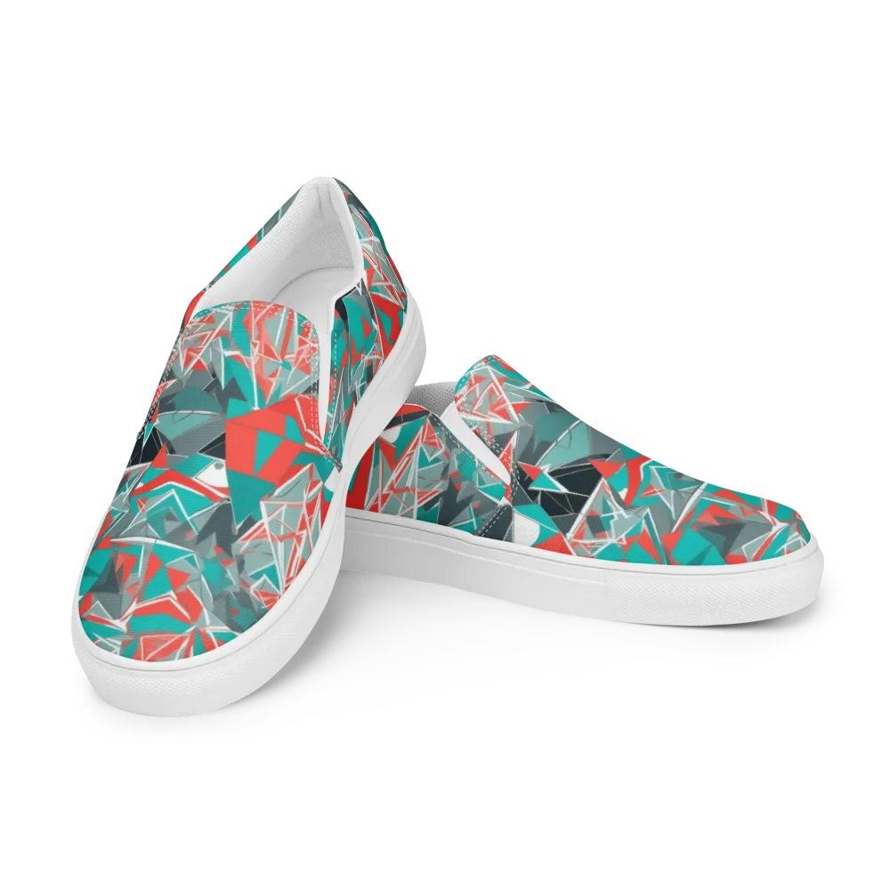Coral Geometry on Women's Slip-On Canvas Shoes — Left Front
