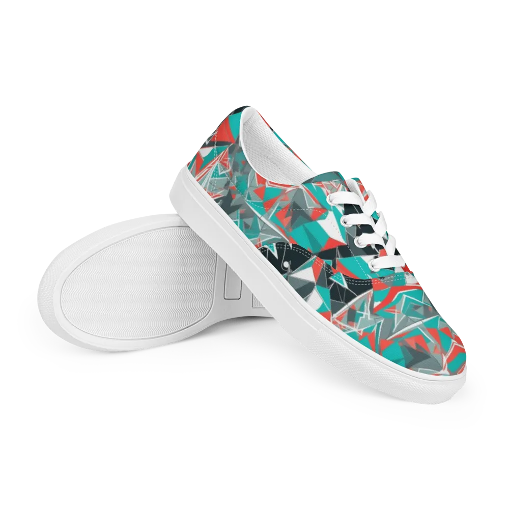 Coral Geometry on Men's Lace-Up Canvas Shoes — Right Front