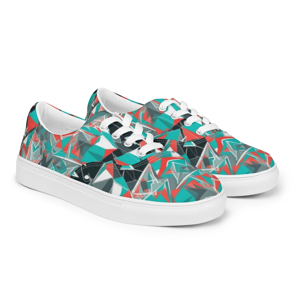 Coral Geometry on Men's Lace-Up Canvas Shoes — Right Front