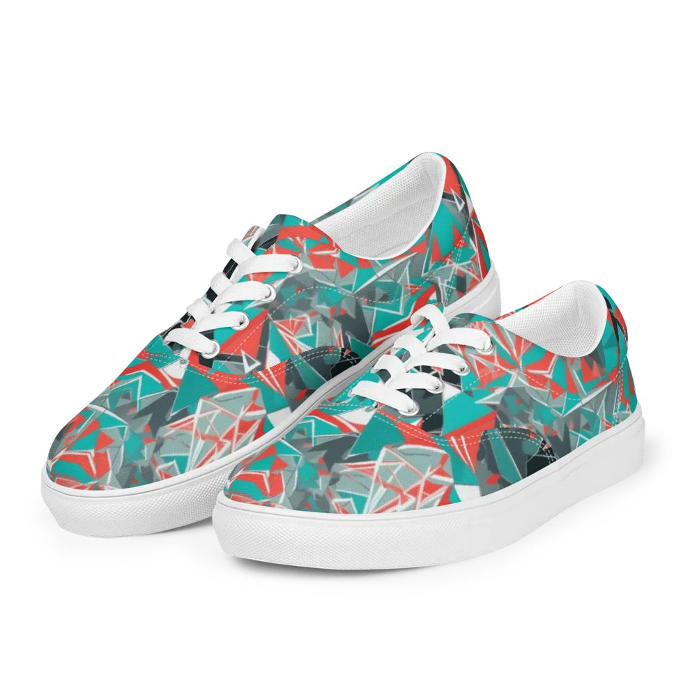 Coral Geometry on Men's Lace-Up Canvas Shoes — Left Front
