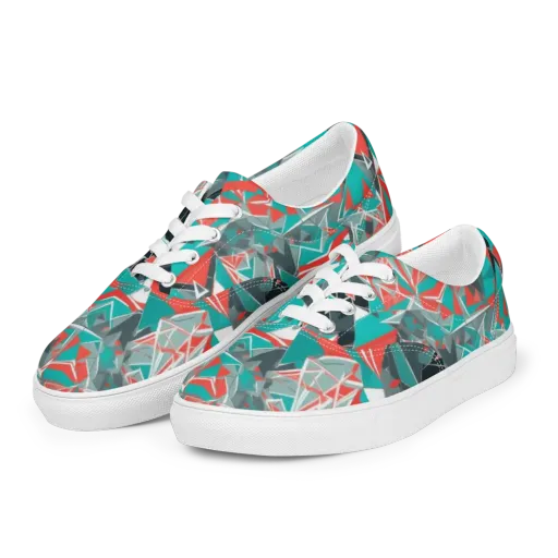 Coral Geometry on a Men's Lace-Up Canvas Shoes