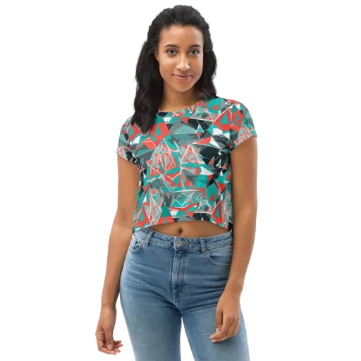 Coral Geometry on a Crop Tee