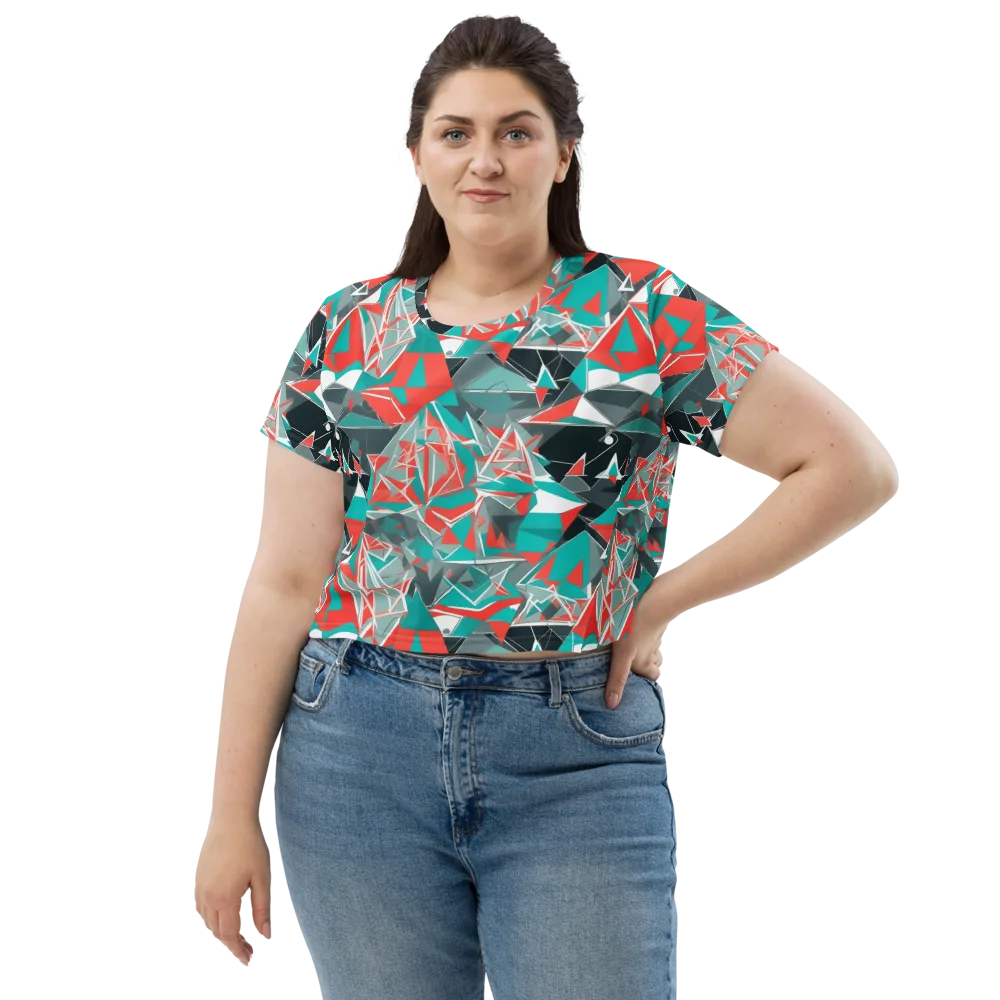 Coral Geometry on Crop Tee — Front
