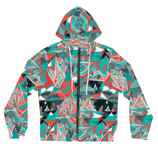 Coral Geometry on a Women's Full-Zip Hoodie