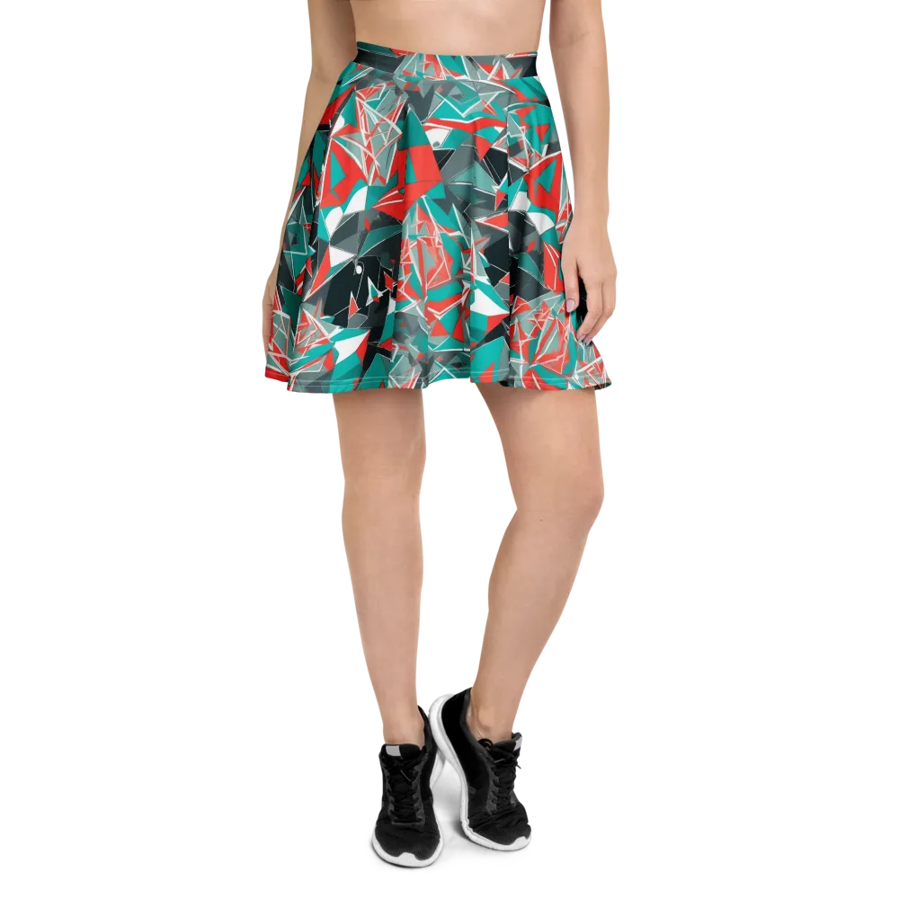 Coral Geometry on Skater Skirt — Front