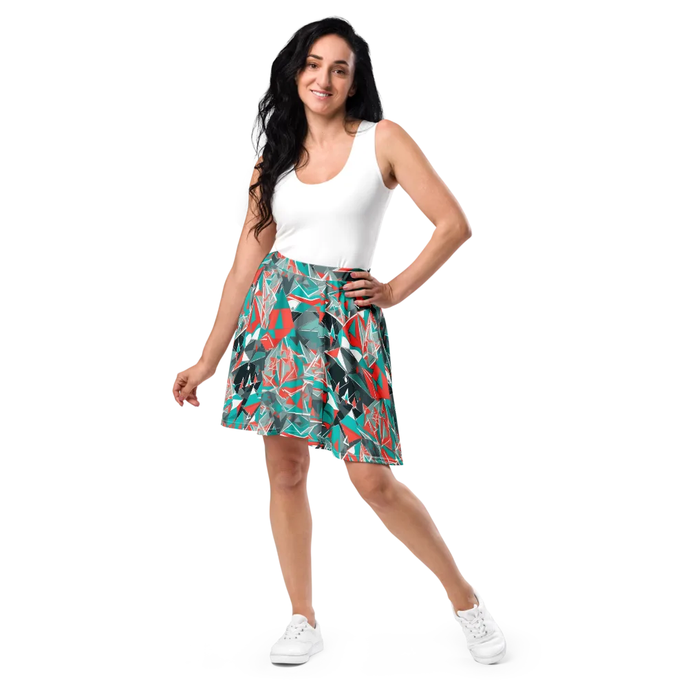 Coral Geometry on Skater Skirt — Front