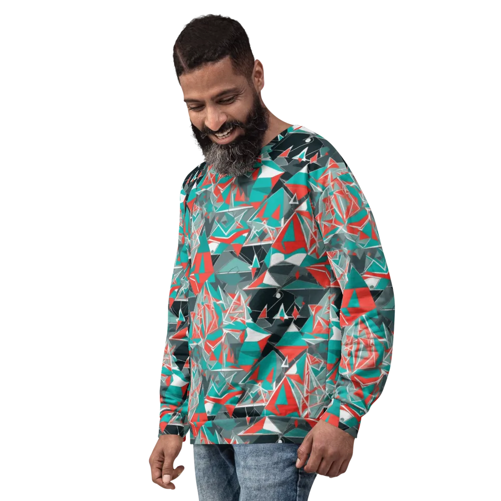 Coral Geometry on Sweatshirt — Left Front