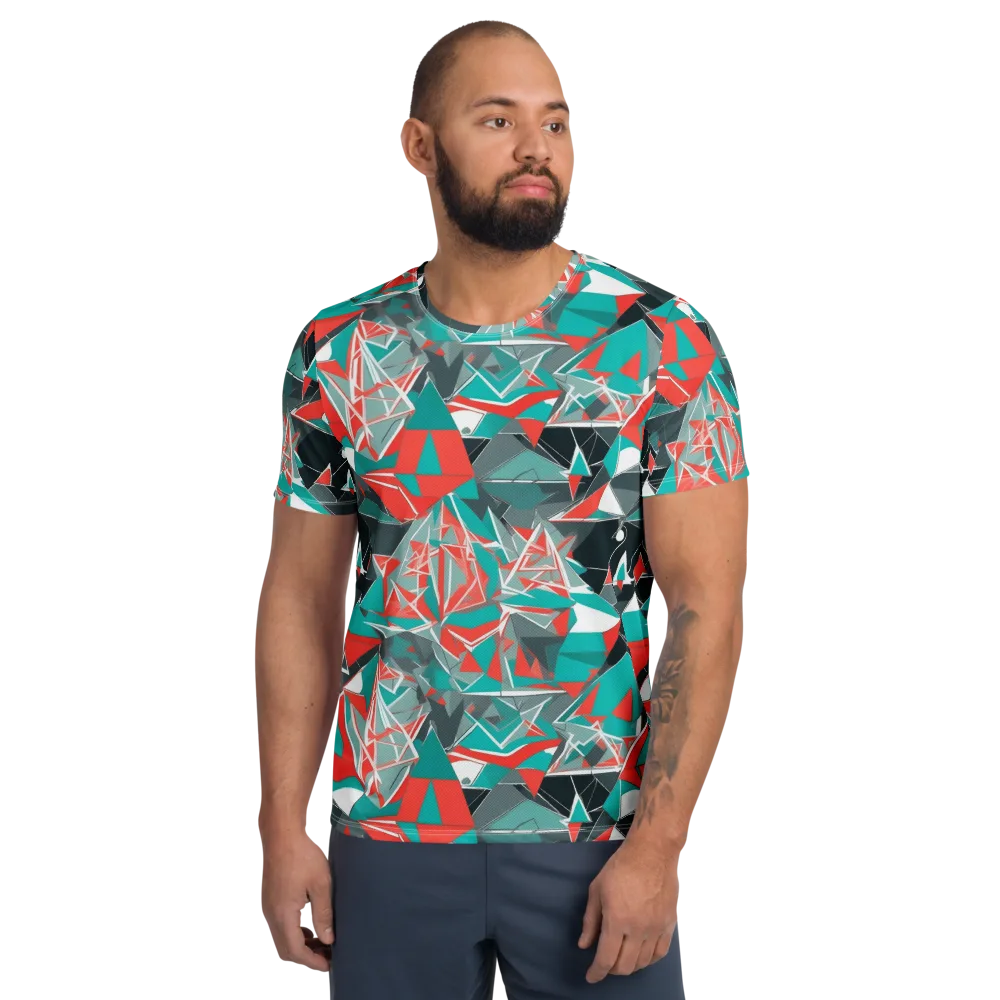 Coral Geometry on Men's Athletic T-Shirt — Front