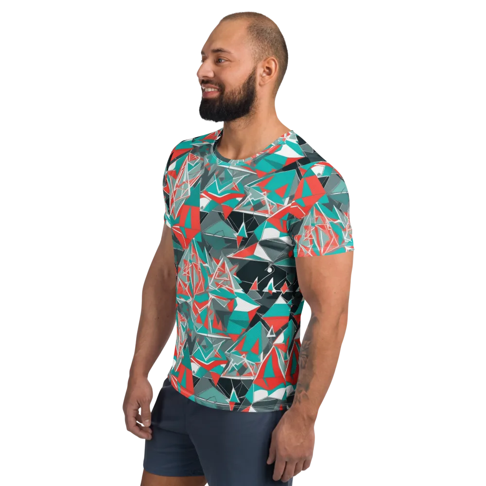 Coral Geometry on Men's Athletic T-Shirt — Left