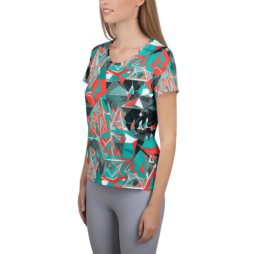 Coral Geometry on Women's Athletic T-Shirt — Left