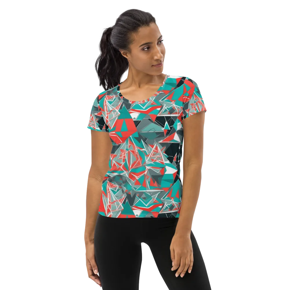 Coral Geometry on Women's Athletic T-Shirt — Front