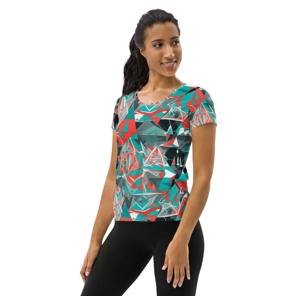 Coral Geometry on Women's Athletic T-Shirt — Left