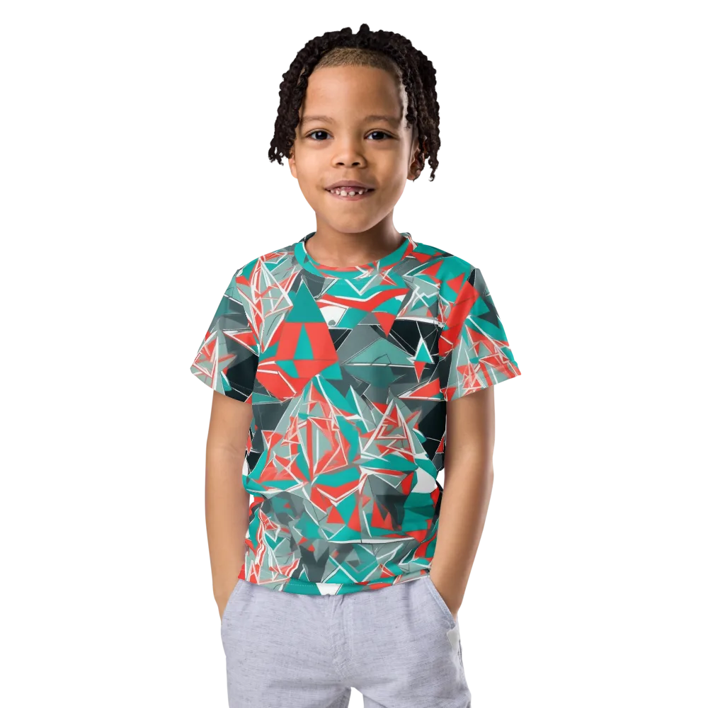 Coral Geometry on Kids Crew Neck T-Shirt — Front