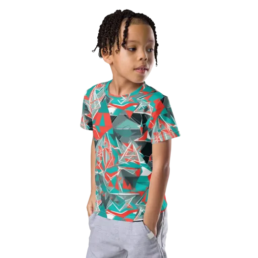 Coral Geometry on a Kids Crew Neck T-Shirt