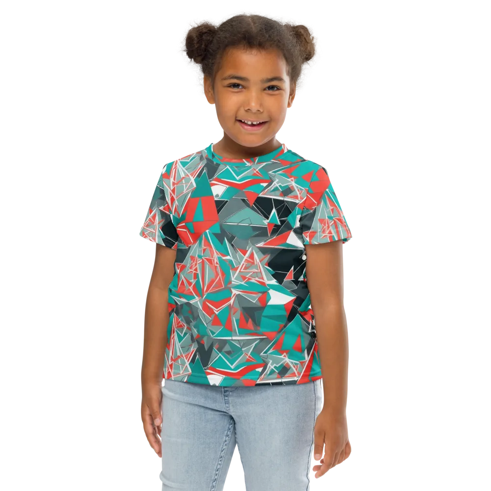 Coral Geometry on Kids Crew Neck T-Shirt — Front
